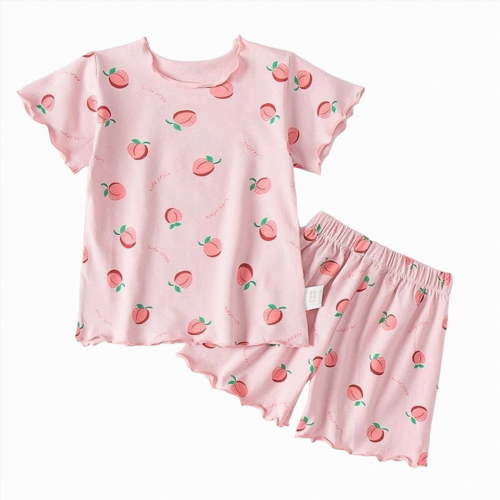 Kogui Girls Pajamas Sets Summer Short Sleeve Pajamas Set for Toddler Girls Striped PJS Cute Jammies Set 18 24 Months (Pink,18-24 Months)