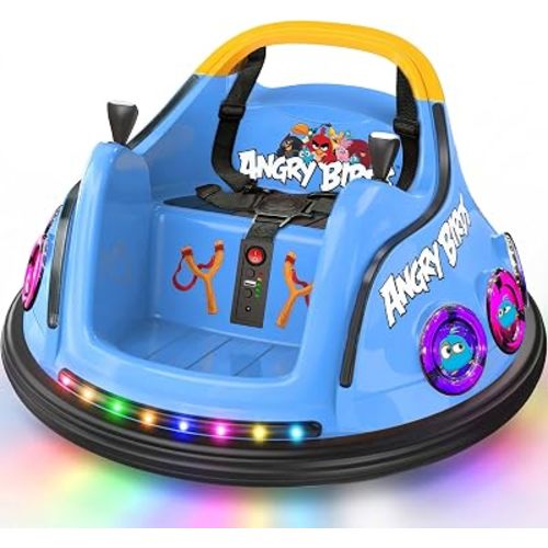 ANPABO 12V Bumper Car for Toddler, w/Remote Control, 360° Spin, Blue