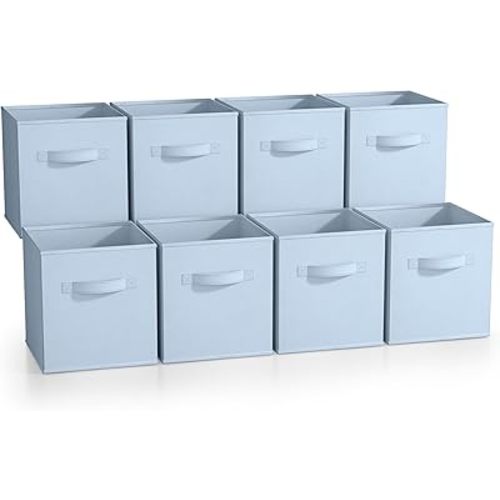 Sorbus Fabric Storage Cubes - 8 Foldable Storage Bins for Organizing Pantry, Cubbies, Toy Box - Clothes Storage & Closet Organizer - 11 Inch Collapsible Cube Baskets for Shelves with Handle