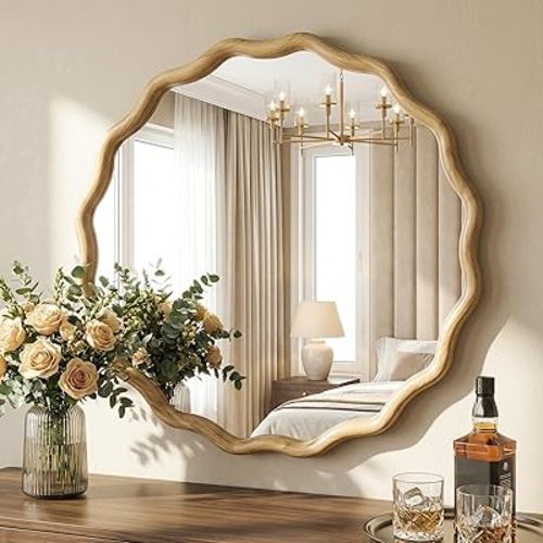 Round Wood Mirror, 28"