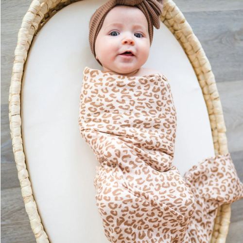 Muslin Swaddle Blanket - Brown Leopard