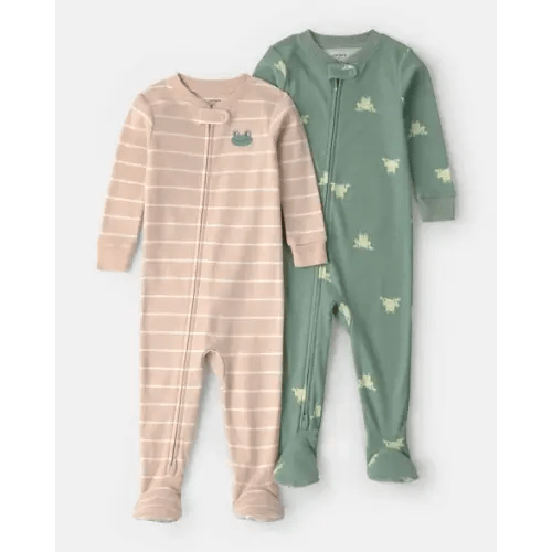 Baby 2-Pack Frog 100% Cotton Snug Fit 1-Piece Pajama - Green/Tan | Carter's