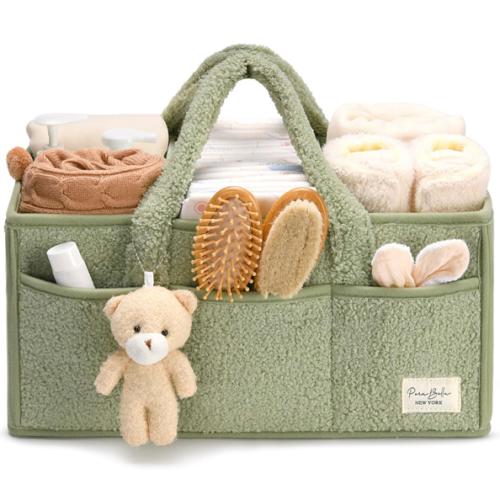 PeraBella Diaper Caddy Organizer for Changing Table, Storage Basket for Wipes, Gift for Baby Shower, Car Organizer, Nursery Organizer, Portable Storage