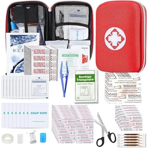 First Aid Kit 276PCS Car Home Camping Essentials Red Emergency Kit AMORNING