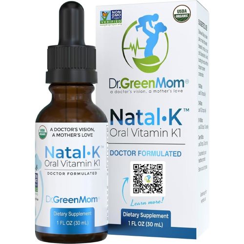 Dr. Green Mom Natal K Oral Vitamin K1 Drops for Newborns | Organic Phytonadione in MCT Oil | Natural VIT K for Babies to Support Blood Clotting