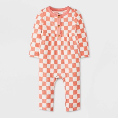 Baby Girls' Checkered Romper - Cat & Jack™ Pink, Size: Infant0-3M