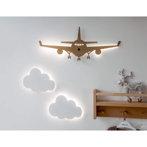 Airplane and Clouds LED Night Light – Baby Shower Gift, Birthday Present, Nursery Wall Decor, Personalized Christening Gift