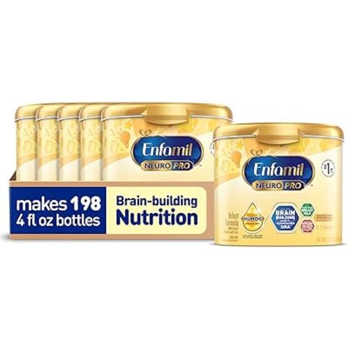 Enfamil NeuroPro Baby Formula, Milk-Based Infant Nutrition, MFGM* 5-Year Benefit, Expert-Recommended Brain-Building Omega-3 DHA, Exclusive HuMO6 Immune Blend, Non-GMO, 124.2 oz​