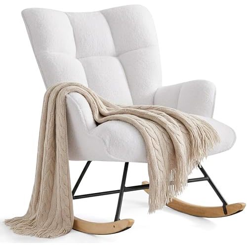Zedachica Rocking Chair Nursery Teddy (White Teddy)