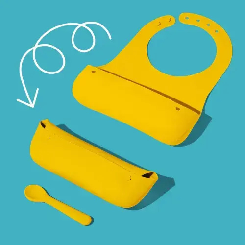 Roll and Go Baby Bib + Spoon Set