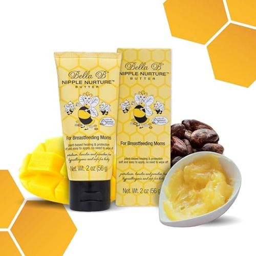 Bella B Nurturing oz - Organic Nipple Cream For Breastfeeding - Natural Nipple Cream For Breastfeeding Organic, Nipple Butter, Fragrance Free, 2 Ounce