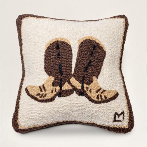 COWPOKE BOOTS HOOKED SQUARE PILLOW