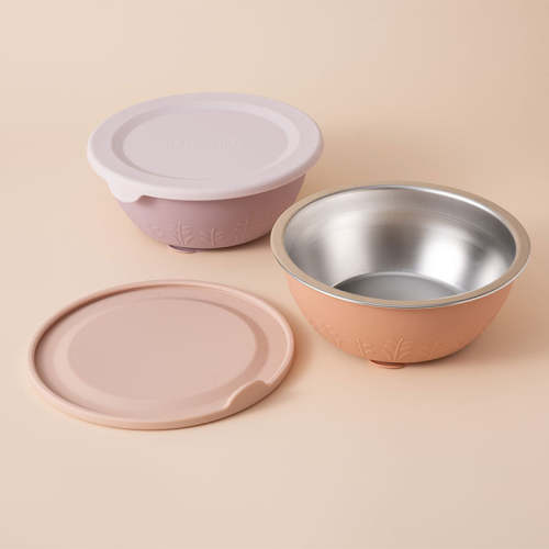 Stainless Steel Silicone Suction Bowl - 13 oz