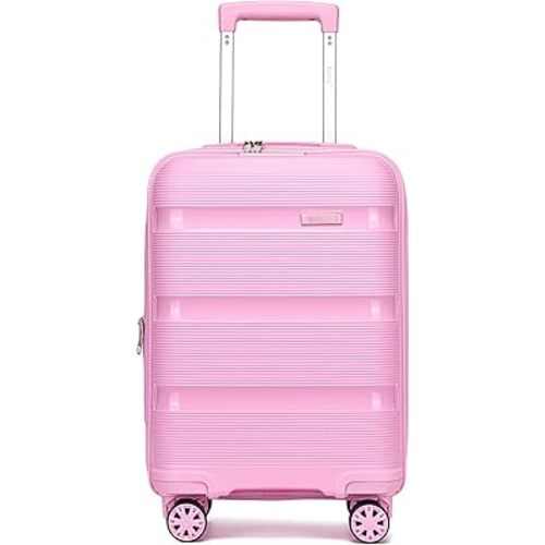 Kono Carry On Luggage 20 Inch Expandable 22x14x9 Airline Approved Hard Shell Travel Trolley 4 Spinner Wheels Lightweight Polypropylene Suitcase with TSA Lock, Pink