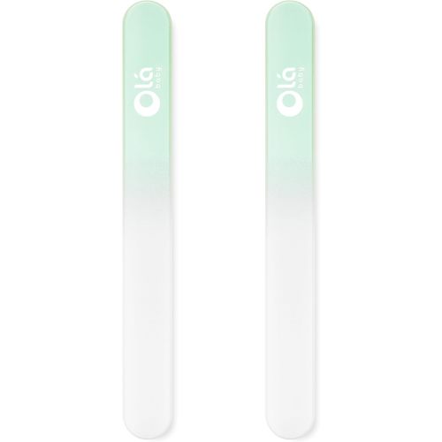 Olababy Glass Nail File for Newborns & Infants 2pk (Mint) | Safe Glass Fingernail Filer with Travel Case