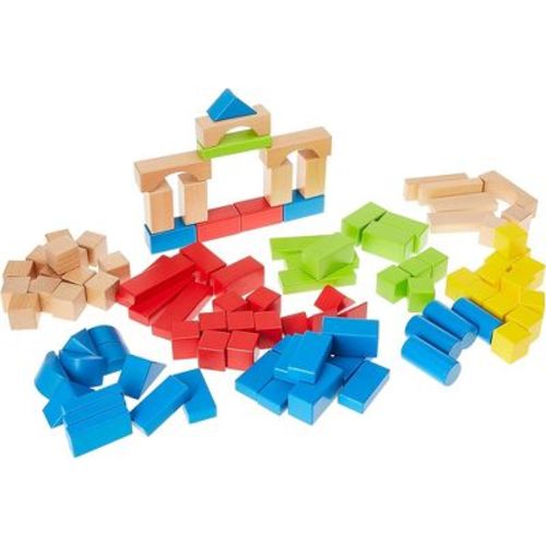 Hape: Build Up & Away Blocks - 100 pcs- Assorted Wooden Set, 1+