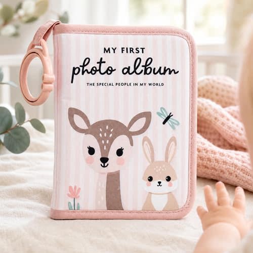 Beautiful Soft Baby Photo Album for Newborns - My First Family Photo Book with 18 Pockets for 4x6 Pictures Little Ones Love to Hold and Flip Through - Fun Toddler Album Toy Gift for Baby Showers