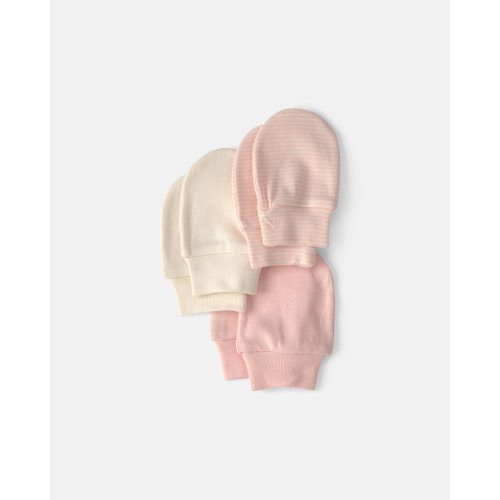 Baby Girl 3-Pack Mitts - Pink/Ivory | Carter's