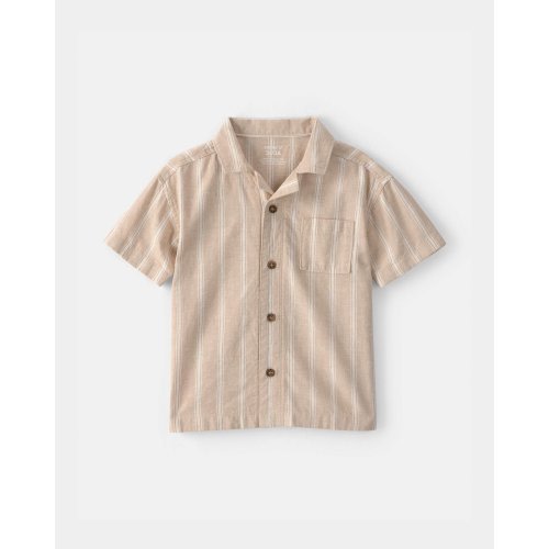 Toddler Boy Striped Linen Button-Down Shirt - Brown | Carter's