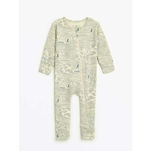 Walking on Water PJ Footless Onesie Ribbed Cotton-Bamboo Blend