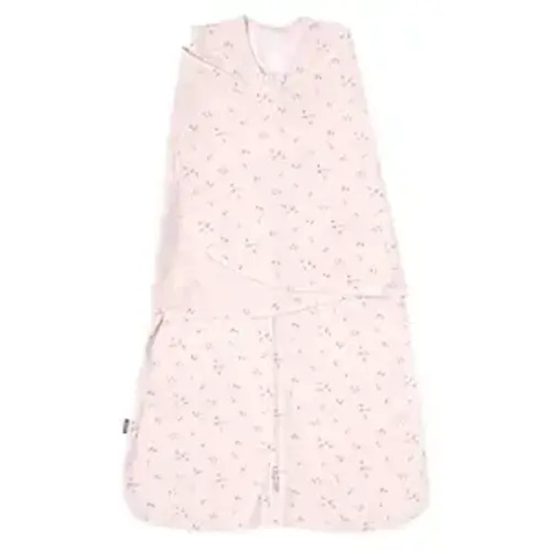 HALO 100% Cotton Sleepsack Swaddle, 3-Way Adjustable Wearable Blanket, TOG 1.5, Pink Floral, Small, 3-6 Months