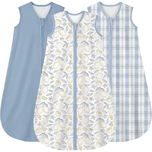 Yoofoss Baby Sleep Sack 0-6 Months Wearable Blanket for Babies 100% Organic Cotton 2-Way Zipper TOG 0.5 Toddler Sleeping Sack 3 Pack, Comfy Lightweight Sleep Sacks