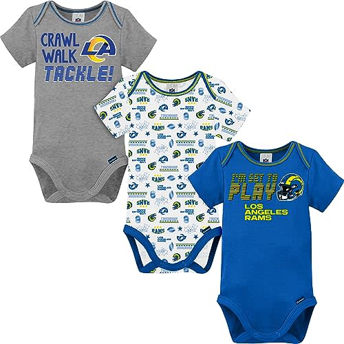 Gerber NFL unisex-baby Nfl Team 3 Pack Short Sleeve Onesie Bodysuit