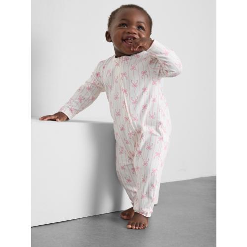 0-24mths | Bow Print Zip-Up Sleeper