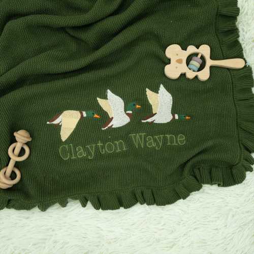 Mallard Duck Knit Baby Blanket, Knitted Baby Name Blanket, Custom Baby Name Blanket, Name Blanket for Girl, Baby Blanket Mallard Duck Stuff