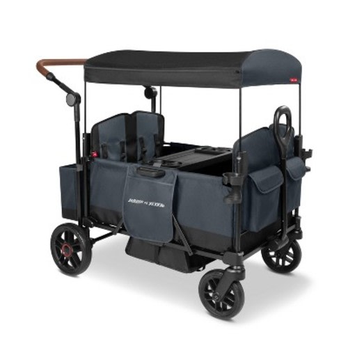 Radio Flyer Pathfinder+ Quad 4 Seat Stroller Wagon - Steel Gray: All-Terrain Tires, Adjustable Harness, EVA Wheels, Foot Operated Brake