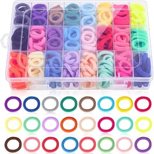 Baby Hair Ties for Toddlers Girls, 480 Count, 24 Colors, with Box