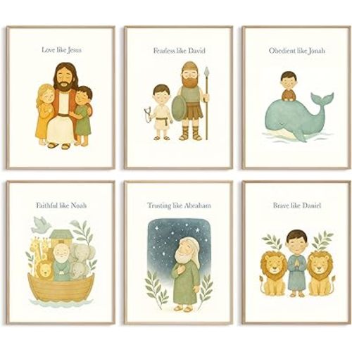 Christian Wall Art Decor Bible Verse Canvas Poster Kids Room Wall Decor Children Nursery Prints Jesus Scripture Pictures Inspirational Quotes Painting Artwork for Classroom Bedroom 8x10 Inch Unframed