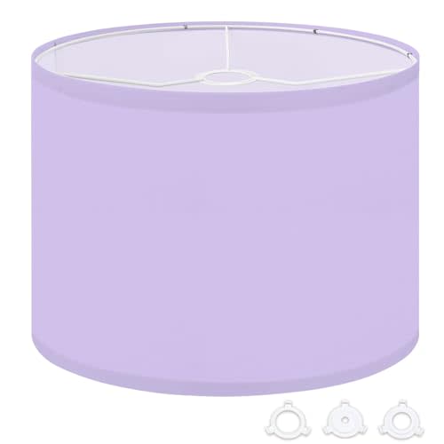Drum Lamp Shade Soft Pastel Lavender Minimalist Texture Lampshade for Table Lamps Floor Lamps Pendant Light 13"x13"x10" Replacement Linen Large Lamp Shade Easy Assembly