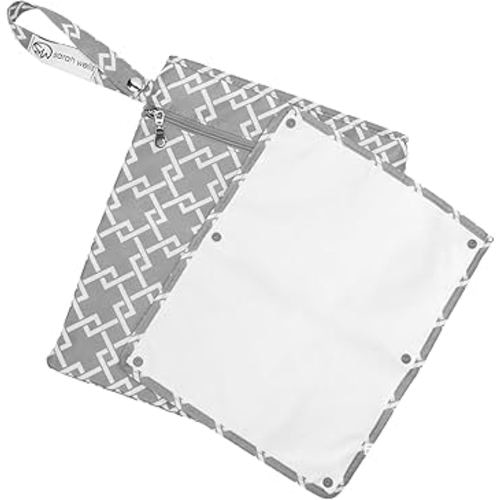 Sarah Wells Pumparoo Wet Dry Bag for Breast Pump Parts – Compact Organizer with Waterproof Pocket, Staging Mat & Fridge Hack – Machine Washable Pumping Accessory (Gray)