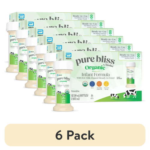 (6 pack) Pure Bliss by Similac Organic Ready-to-Feed Baby Formula, USDA Certified Organic, 2-fl-oz Bottle, Pack of 8