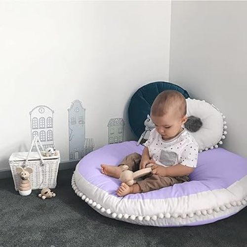 Large Floor Pillow Kids Round Floor Cushion Seating, 35 inches Big Circle Pillow, Round Floor Pillows Seating for Children, Oversized Mat for Reading Nook Teepee Playroom Nursery, Purple