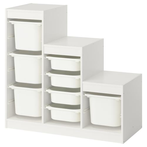 TROFAST Storage combination with boxes - white/white 39x17 3/8x37 "