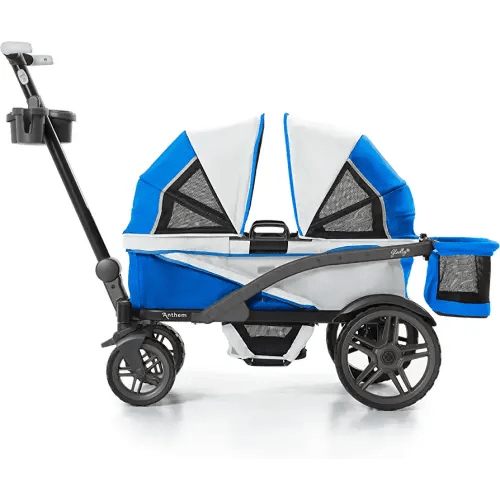 Gladly Family Anthem2 2-Seat All-Terrain Wagon Stroller with Easy Push and Pull, Removable XL Canopies, and Sturdy, Safe Folding for Storage and Transport, Electric Silver