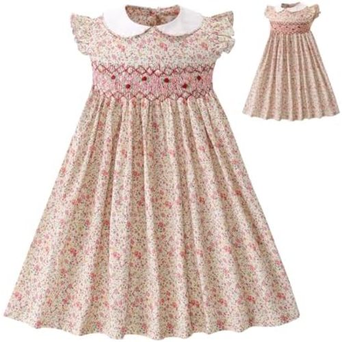 Toddler Easter Dress Girls Dresses Smocked Vintage Birthday Summer Floral Cotton Wedding Little Girl Dress