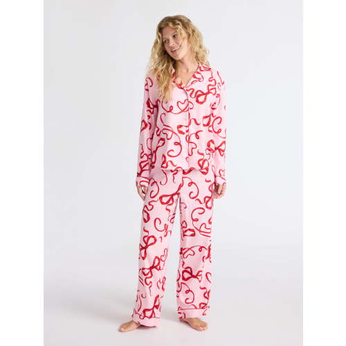 Joyspun Women's Long Sleeve Flannel Sleep Top and Pants Pajama Set, 2-Piece, Sizes XS-3X