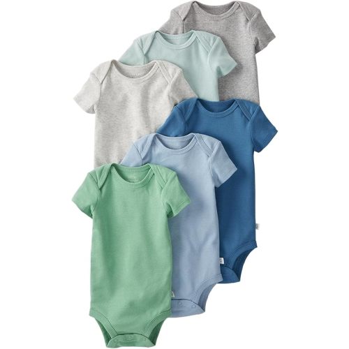 little planet by carter's unisex-baby Baby 3-pack Organic Cotton Short-sleeve Rib Bodysuits