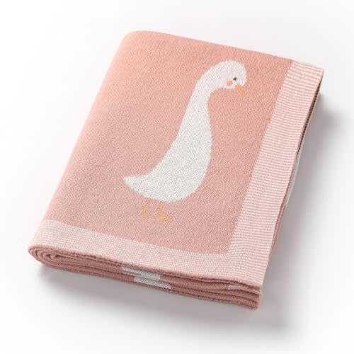 Baby Blanket 100% Cotton Adorable Goose Soft Swaddle Breathable Newborn Receiving Blankets for Boy Girl 40x30in Pink