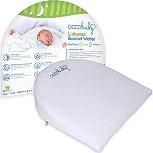 OCCObaby Universal Bassinet Wedge | Waterproof Layer & Handcrafted Cotton Removable Cover | 12-Degree Incline for Better Night's Sleep