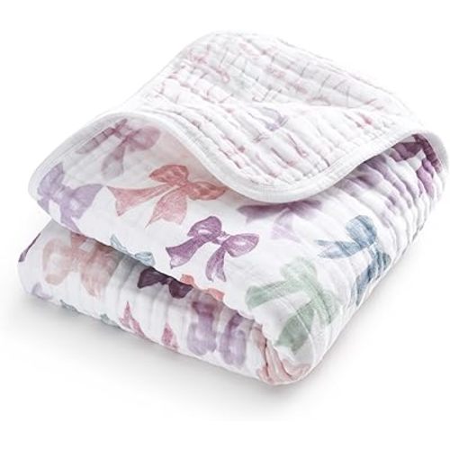 aden + anais 100% Organic Cotton Muslin Dream Blanket, Perfect for Babies, Infants and Toddlers, Crib Blanket, Nursery Essential, Bow Atelier