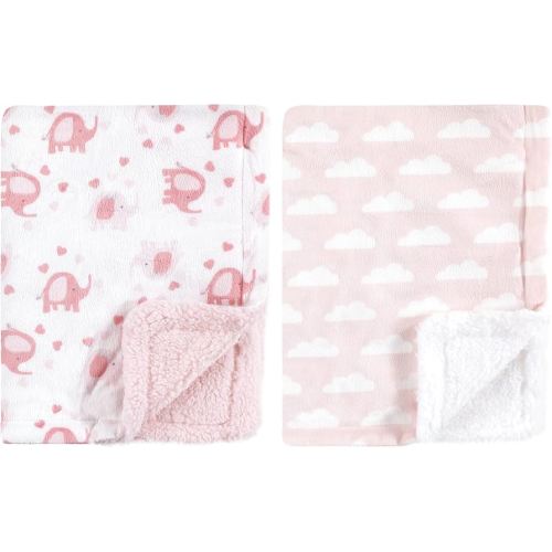 Luvable Friends Unisex Baby Plush Blanket with Sherpa Back, Girl Basic Elephant, One Size
