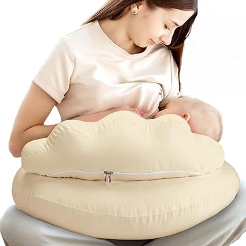 PILLANI Nursing Pillow, Breastfeeding Pillows for Enhanced Safety & Comfort for Mom & Baby, Removable Cotton Cover, Adjustable Waist Strap, Breastfeeding Essentials, Baby Registry Search