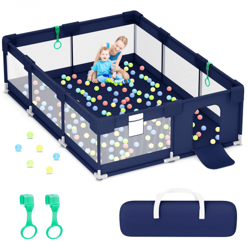 babyeap Baby Playpen,71*50 Inch Extra Large Baby Playards for Babies and Toddlers,Fence Baby Play Yards for Indoor & Outdoor with Breathable Mesh,Navy Blue