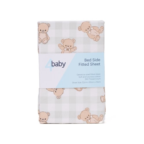 4Baby Percale Bedside Sleeper Fitted Sheet Teddies