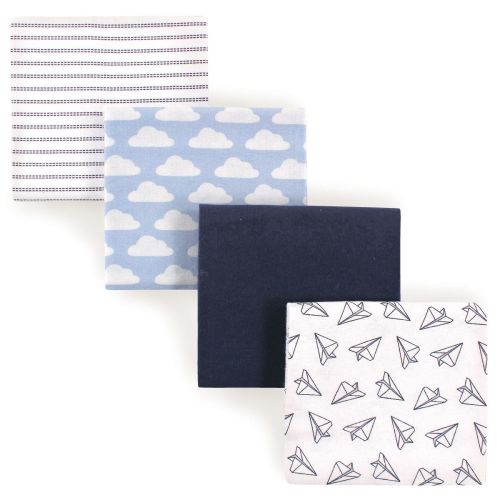 Hudson Baby Infant Boy Cotton Flannel Receiving Blankets, Paper Airplane, One Size