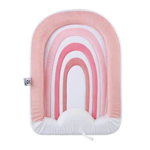 PandaEar Baby Bath Pad for Infant Newborn | Bath Seat Soft Rainbow Cushion Mat for Sink Bathtub Essentials Shower Gift (Pink)